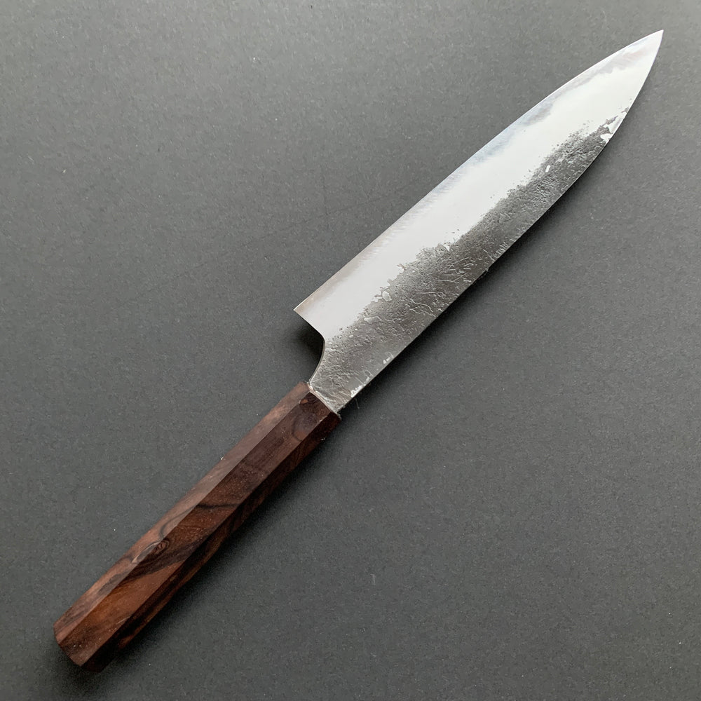 Petty knife, Shirogami 2 with iron cladding, Nashiji Kurouchi finish - Naoki Mazaki