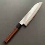 Santoku knife, Aogami Super carbon steel core with stainless steel cladding, Polished finish - Miki Hamono