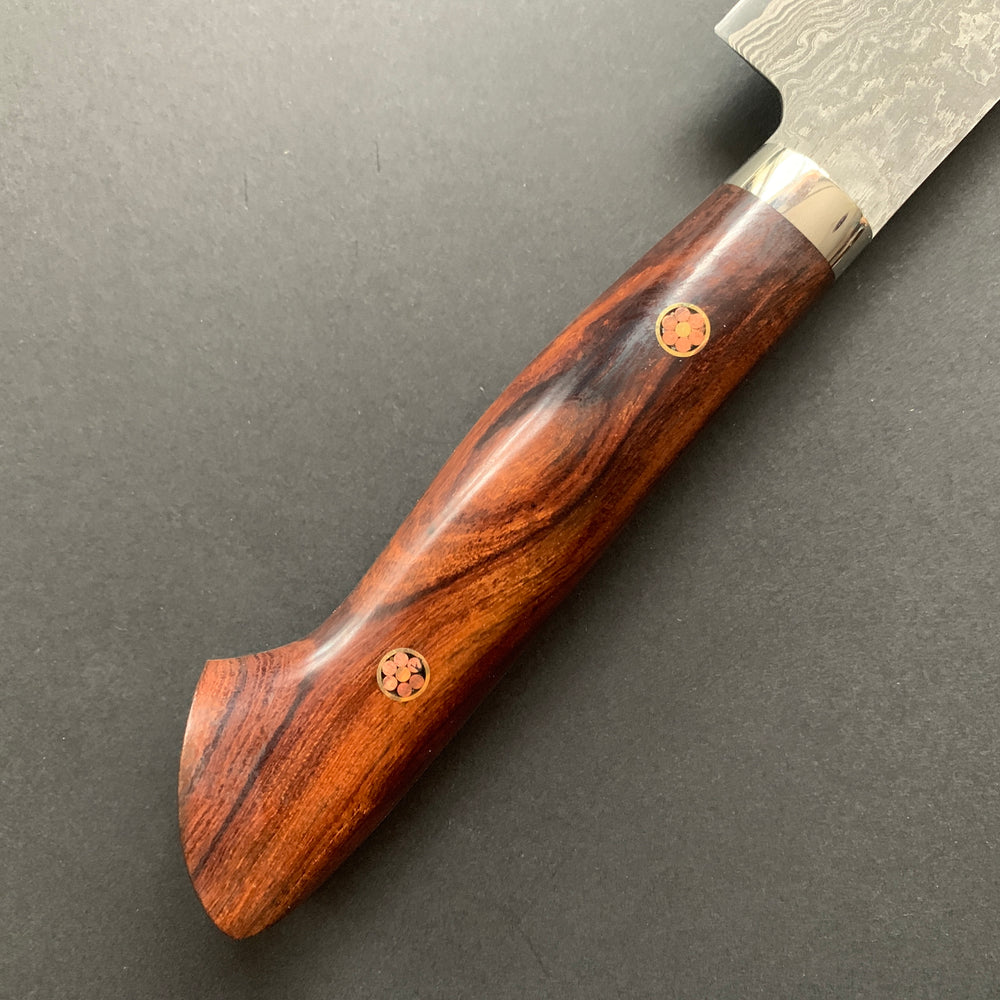 Sujihiki knife, SG2 powder steel, Damascus finish, Western style Desert Ironwood handle - Shigeki Tanaka