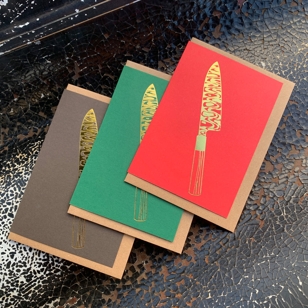 Knife greetings cards - designed by Takako Copeland for Kitchen Provisions