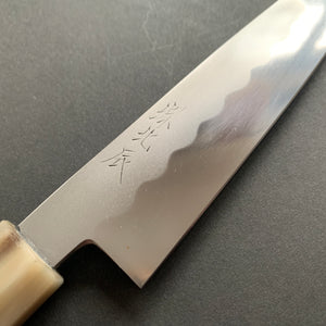 Honyaki Petty knife, Shirogami 3 Carbon steel, mirror polish finish, Ebony handle - Ikeda