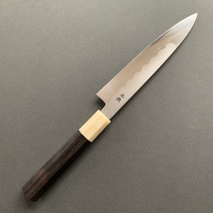 Honyaki Petty knife, Shirogami 3 Carbon steel, mirror polish finish, Ebony handle - Ikeda