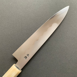 Honyaki Petty knife, Shirogami 3 Carbon steel, mirror polish finish, Ebony handle - Ikeda