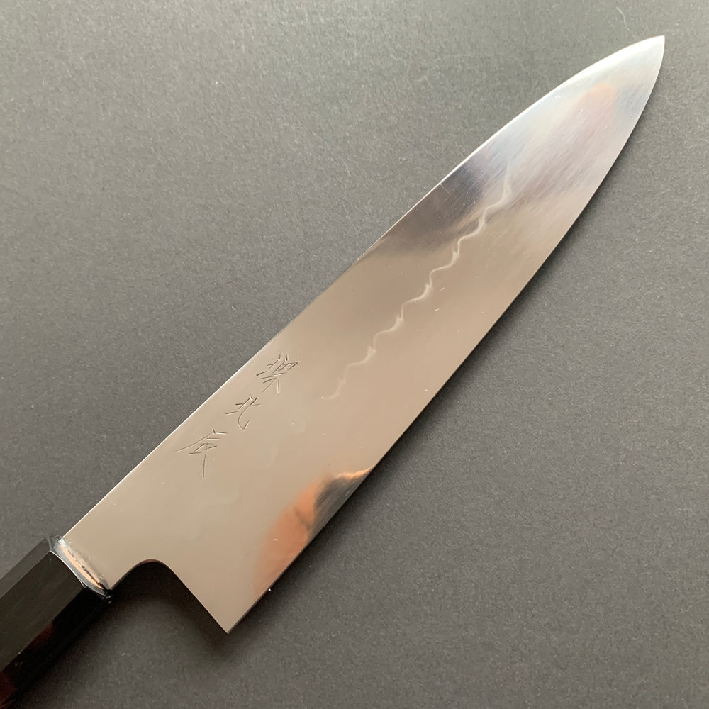 Honyaki Gyuto knife, Shirogami 2 Carbon steel, Water quenched, mirror polish finish - Ikeda