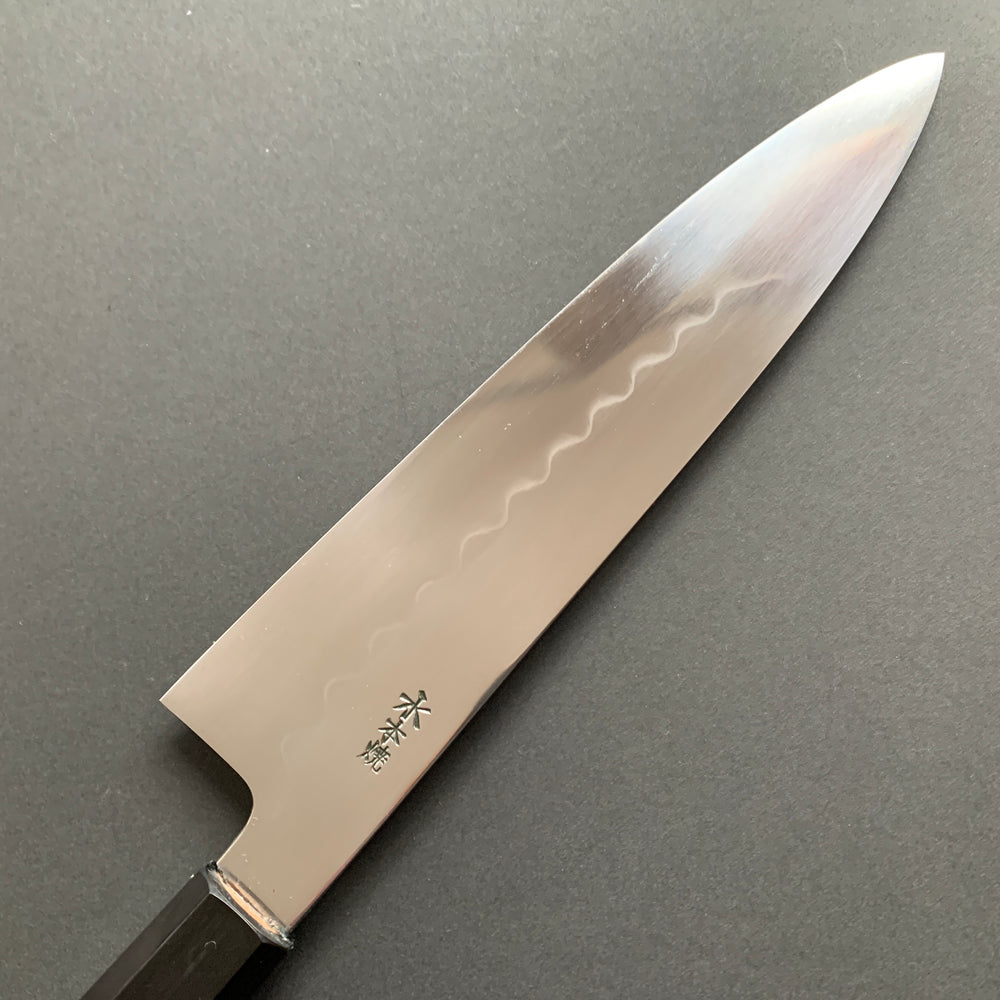 Honyaki Gyuto knife, Shirogami 2 Carbon steel, Water quenched, mirror polish finish - Ikeda