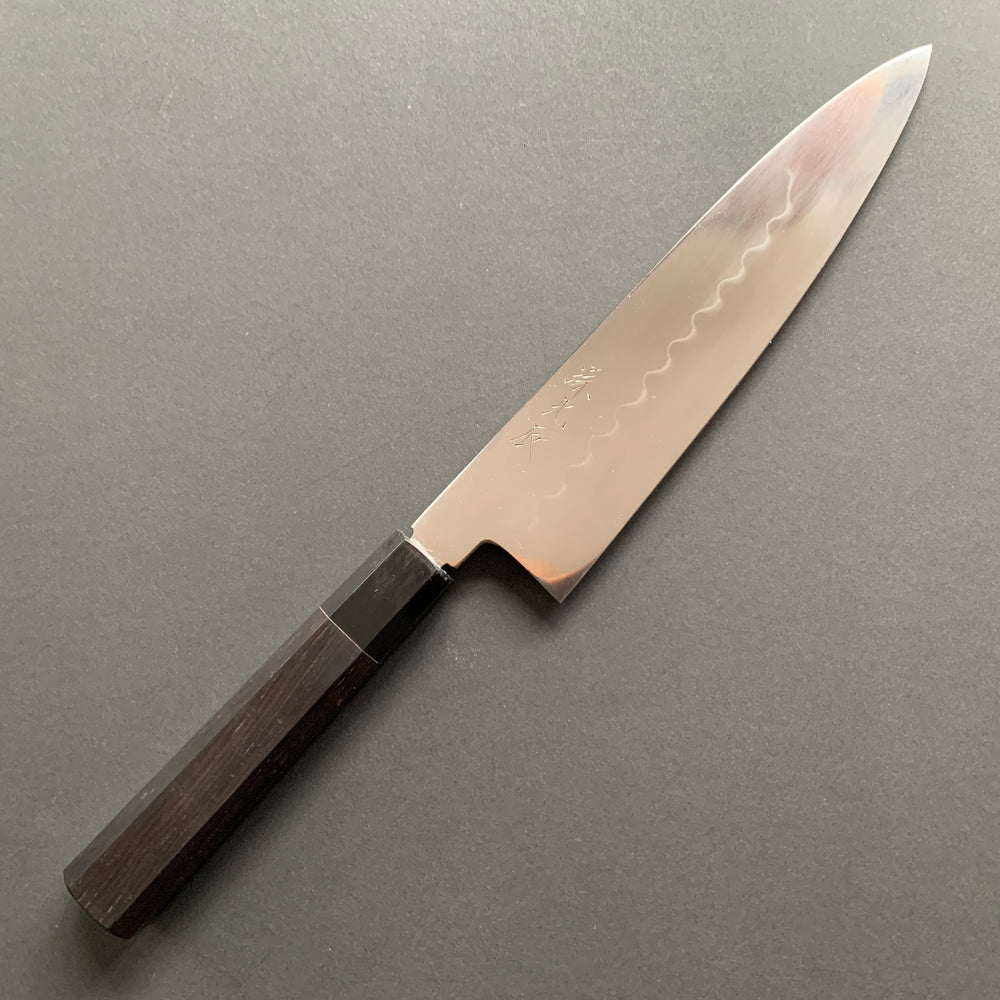 Honyaki Gyuto knife, Shirogami 2 Carbon steel, Water quenched, mirror polish finish - Ikeda