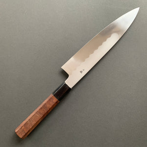 Honyaki Gyuto knife, Shirogami 3 Carbon steel, mirror polish finish, Walnut handle - Ikeda