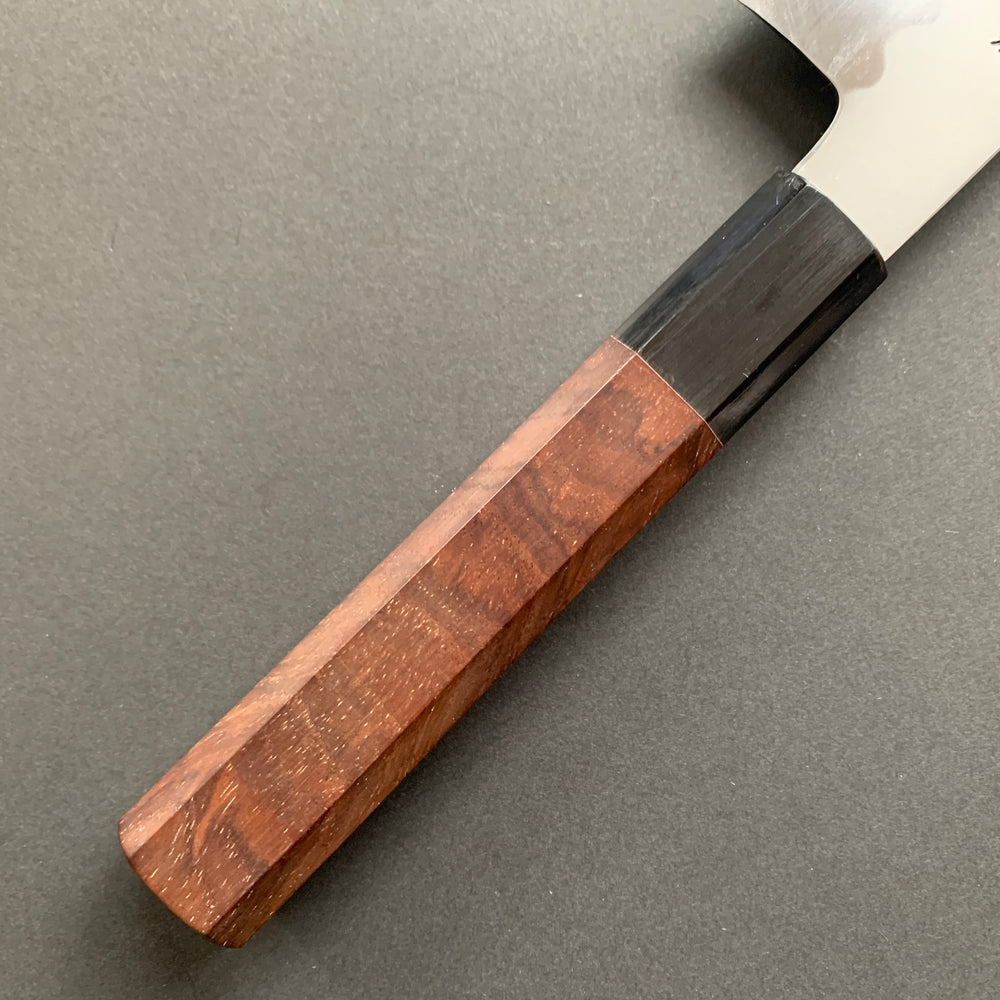 Honyaki Gyuto knife, Shirogami 3 Carbon steel, mirror polish finish, Walnut handle - Ikeda