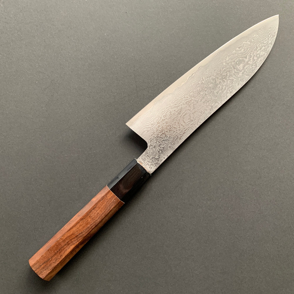 Santoku knife, SG2 powder steel, Damascus finish, Burnt Chestnut handle - Shigeki Tanaka