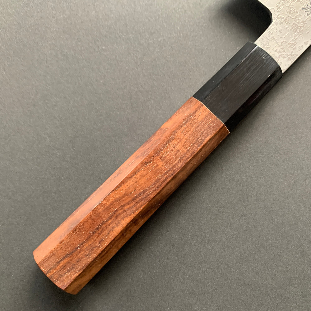 Santoku knife, SG2 powder steel, Damascus finish, Burnt Chestnut handle - Shigeki Tanaka