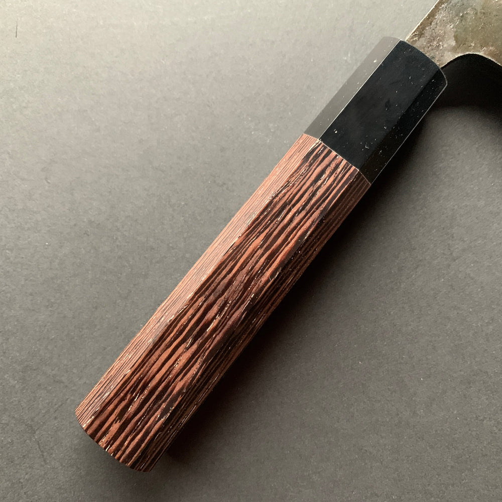 Santoku knife, Aogami 2 with iron cladding, Kurouchi finish, Kurokuma range - Hatsukokoro