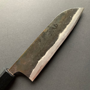 Santoku knife, Aogami 2 with iron cladding, Kurouchi finish, Kurokuma range - Hatsukokoro