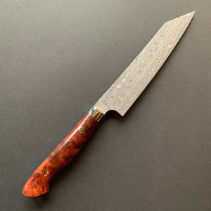 Kiritsuke Petty knife, SG2 powder steel, Damascus finish, Western style Karin handle - Nigara