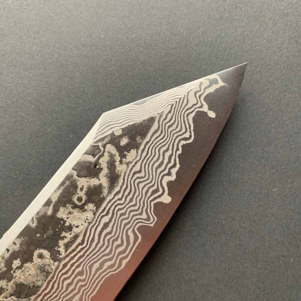 Gyuto knife, SLD steel, Blasted Kurouchi and Damascus finish - Hatsukokoro