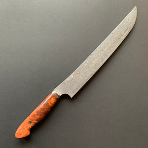 Sakimaru Sujihiki knife, SG2 powder steel, Damascus finish, Western style Karin handle - Nigara