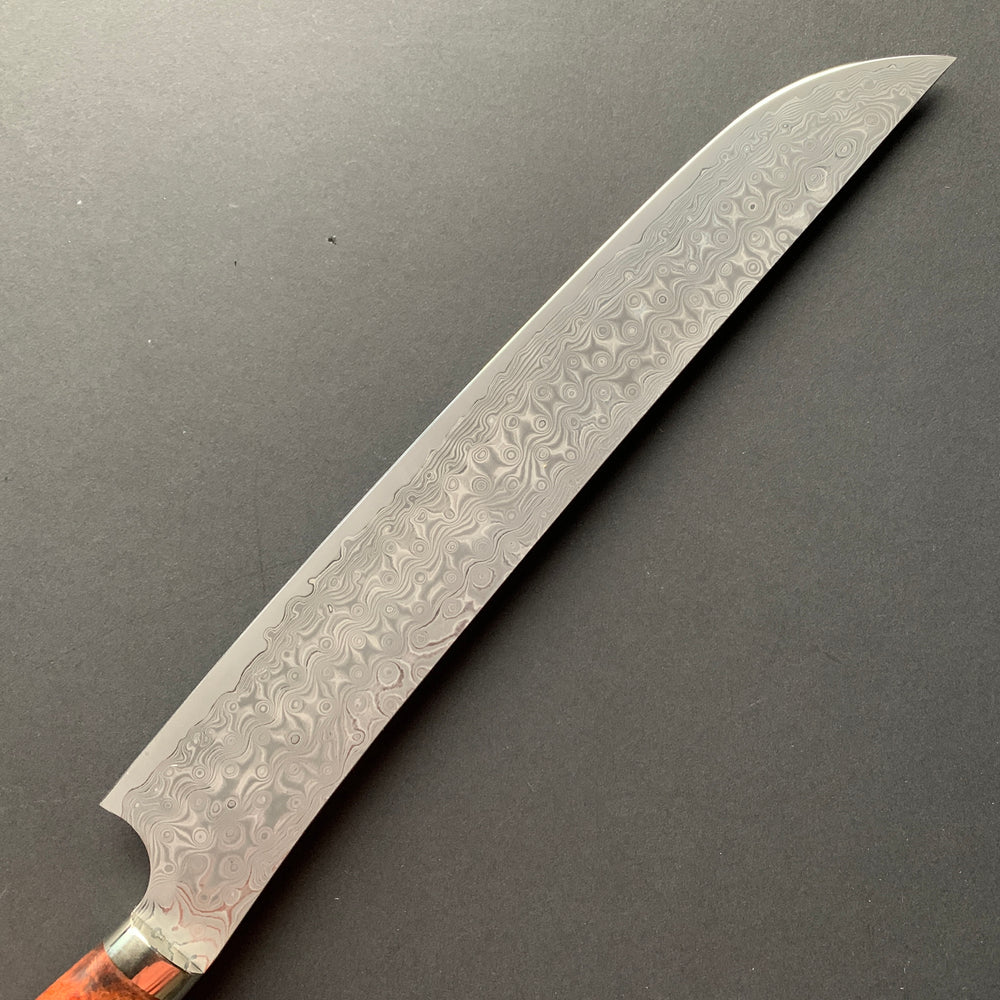 Sakimaru Sujihiki knife, SG2 powder steel, Damascus finish, Western style Karin handle - Nigara