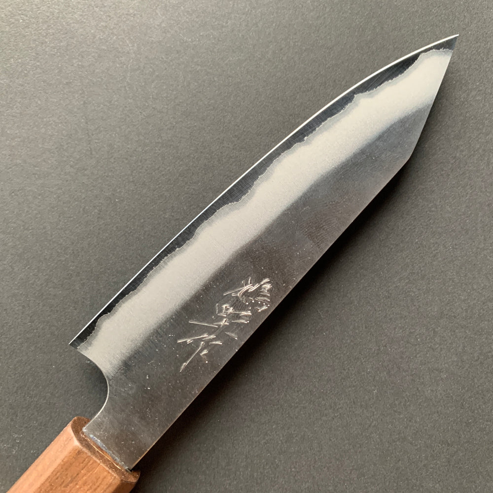 Petty knife, Shirogami 1 carbon steel with Stainless Steel cladding, Nashiji finish - Kenshiro Hatono