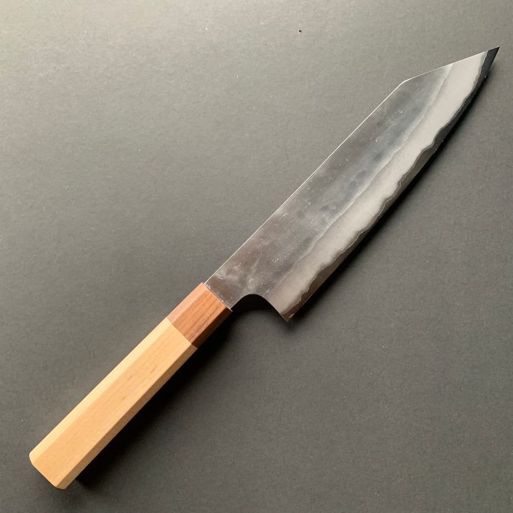 Kiritsuke Gyuto knife, Shirogami 1 carbon steel with Stainless Steel cladding, Nashiji finish - Kenshiro Hatono