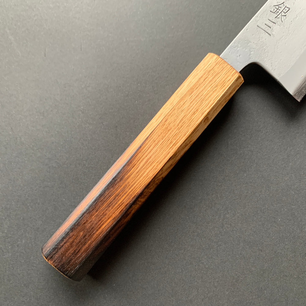 Santoku knife, Ginsan with Stainless Steel cladding, Nashiji finish - Motokyuuichi