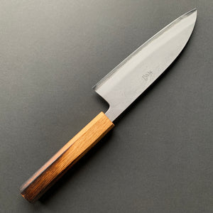 Santoku knife, Ginsan with Stainless Steel cladding, Nashiji finish - Motokyuuichi