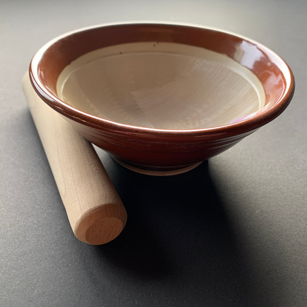 Traditional Japanese mortar and pestle - suribachi and surikogi