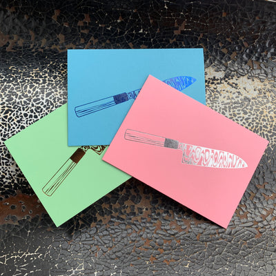 Knife greetings cards - designed by Takako Copeland for Kitchen Provisions