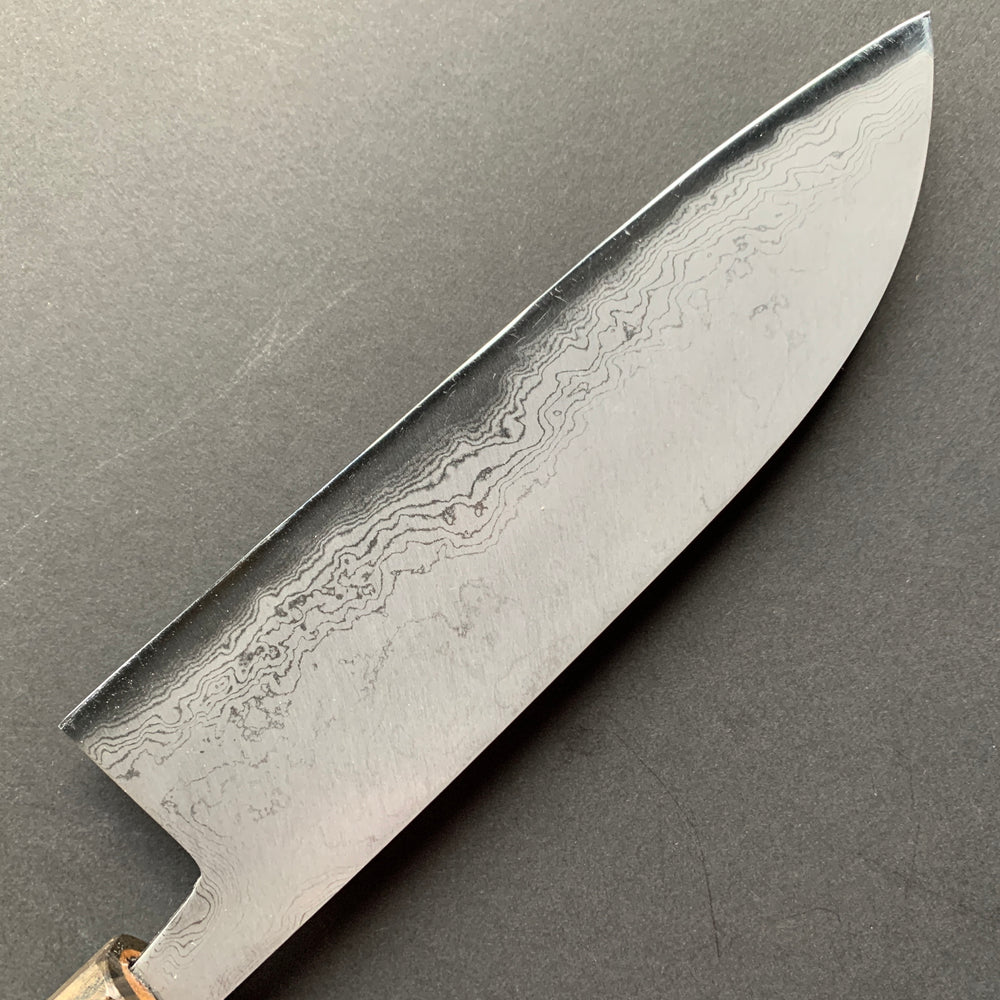 Santoku knife, Aogami 2 carbon steel, Migaki Damascus finish - Hatsukokoro