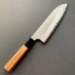 Santoku knife, Aogami Super with stainless steel cladding,tsuchime finish - Nigara