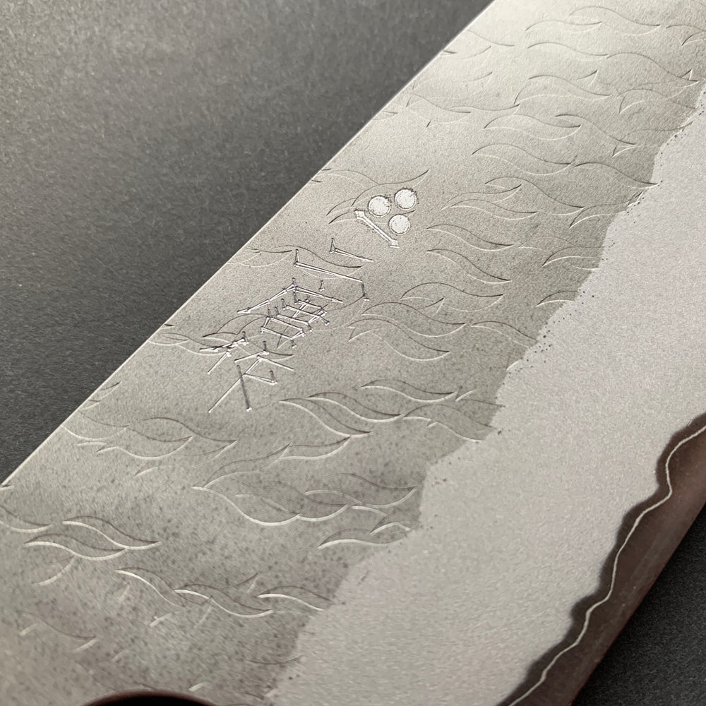 Santoku knife, Aogami Super with stainless steel cladding,tsuchime finish - Nigara