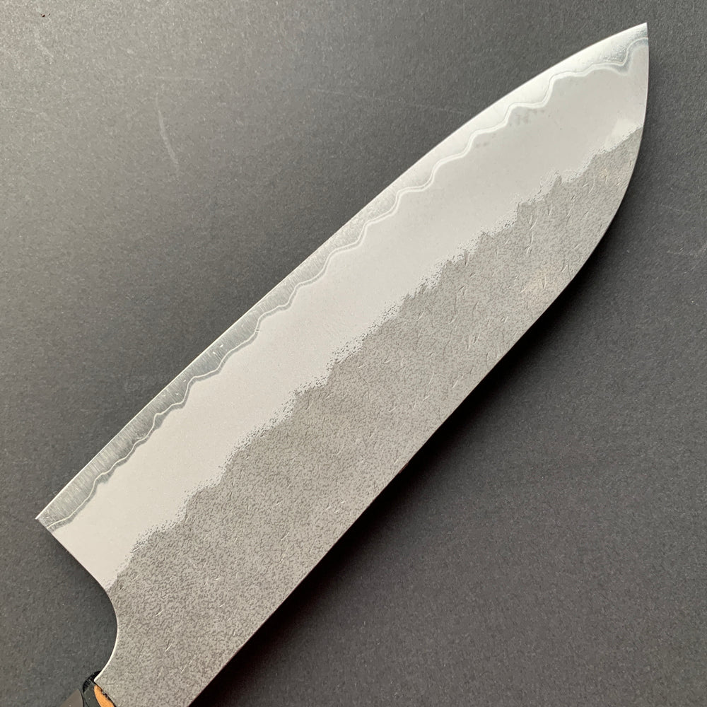 Santoku knife, Aogami Super with stainless steel cladding,tsuchime finish - Nigara