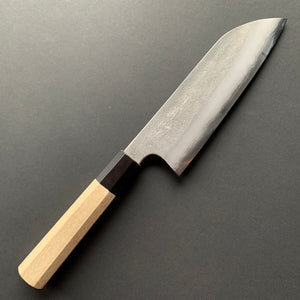 Santoku Knife, Aogami 2 Carbon Steel with Stainless Steel cladding, Nashiji finish - Sakai Kikumori