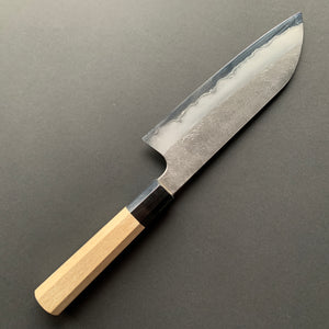 Santoku Knife, Aogami 2 Carbon Steel with Stainless Steel cladding, Nashiji finish - Sakai Kikumori