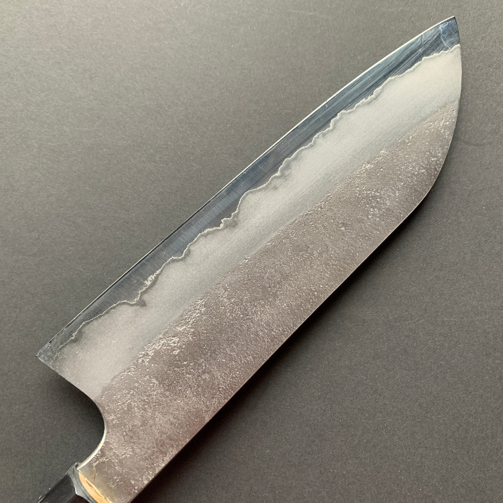 Santoku Knife, Aogami 2 Carbon Steel with Stainless Steel cladding, Nashiji finish - Sakai Kikumori