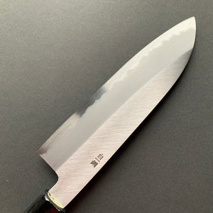 Santoku Knife, Shirogami 1 Carbon Steel with Stainless Steel cladding, Polished finish - Sakai Kikumori x Nakagawa Hamono