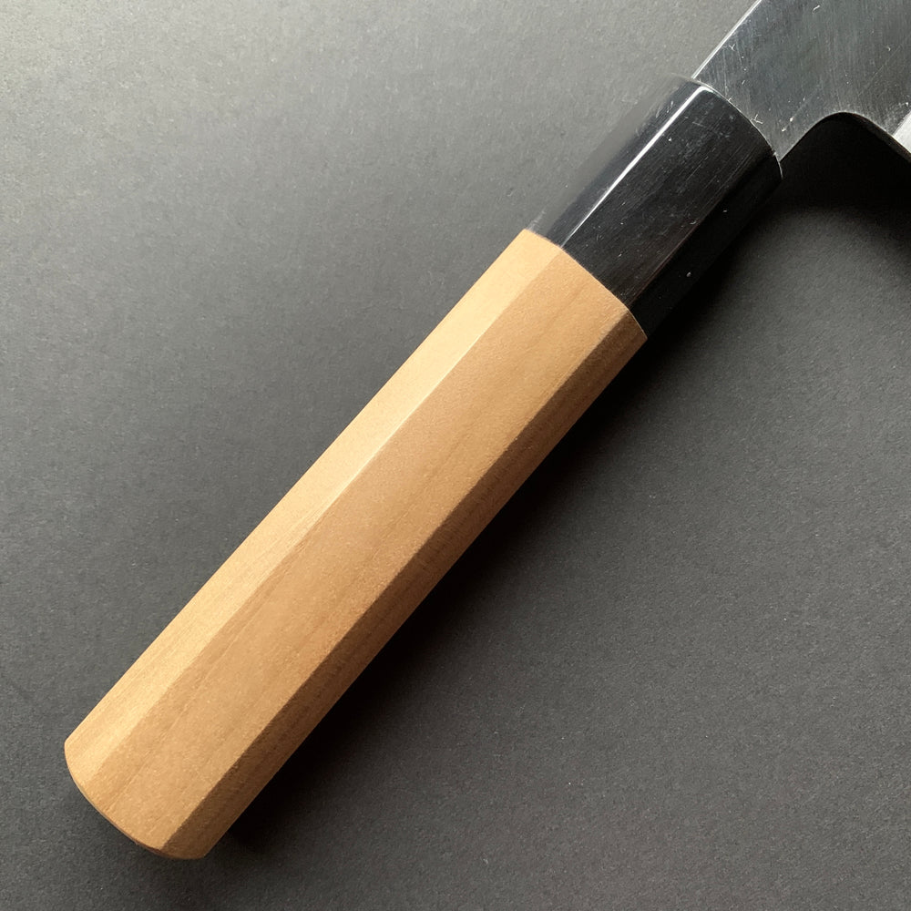 Gyuto Knife, Shirogami 1 Carbon Steel with Stainless Steel cladding, Polished finish - Sakai Kikumori x Nakagawa Hamono