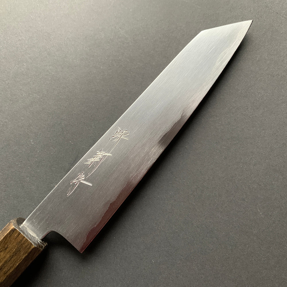 Kiritsuke Petty Knife, Shirogami 2 Carbon Steel with Stainless Steel cladding, Kasumi finish - Sakai Kikumori