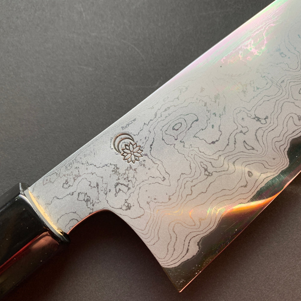 Gyuto Knife, Aogami 1 with iron cladding, Damascus finish, Kikuzuki Uzu range - Sakai Kikumori