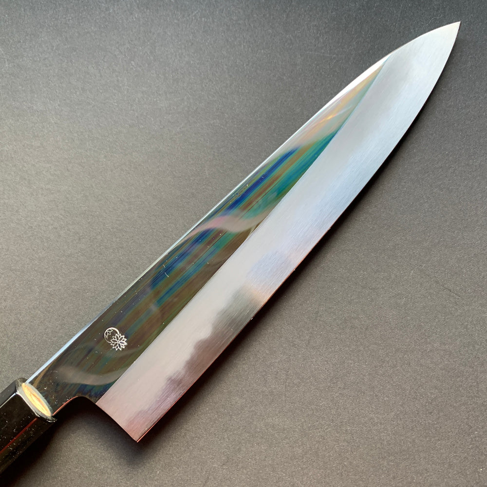 Gyuto Knife, Aogami 1 Carbon Steel with Soft Iron Cladding, mirror polished finish, Choyo range - Sakai Kikumori