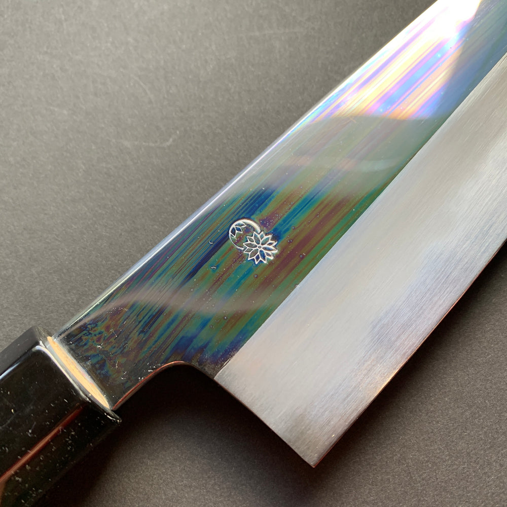 Gyuto Knife, Aogami 1 Carbon Steel with Soft Iron Cladding, mirror polished finish, Choyo range - Sakai Kikumori