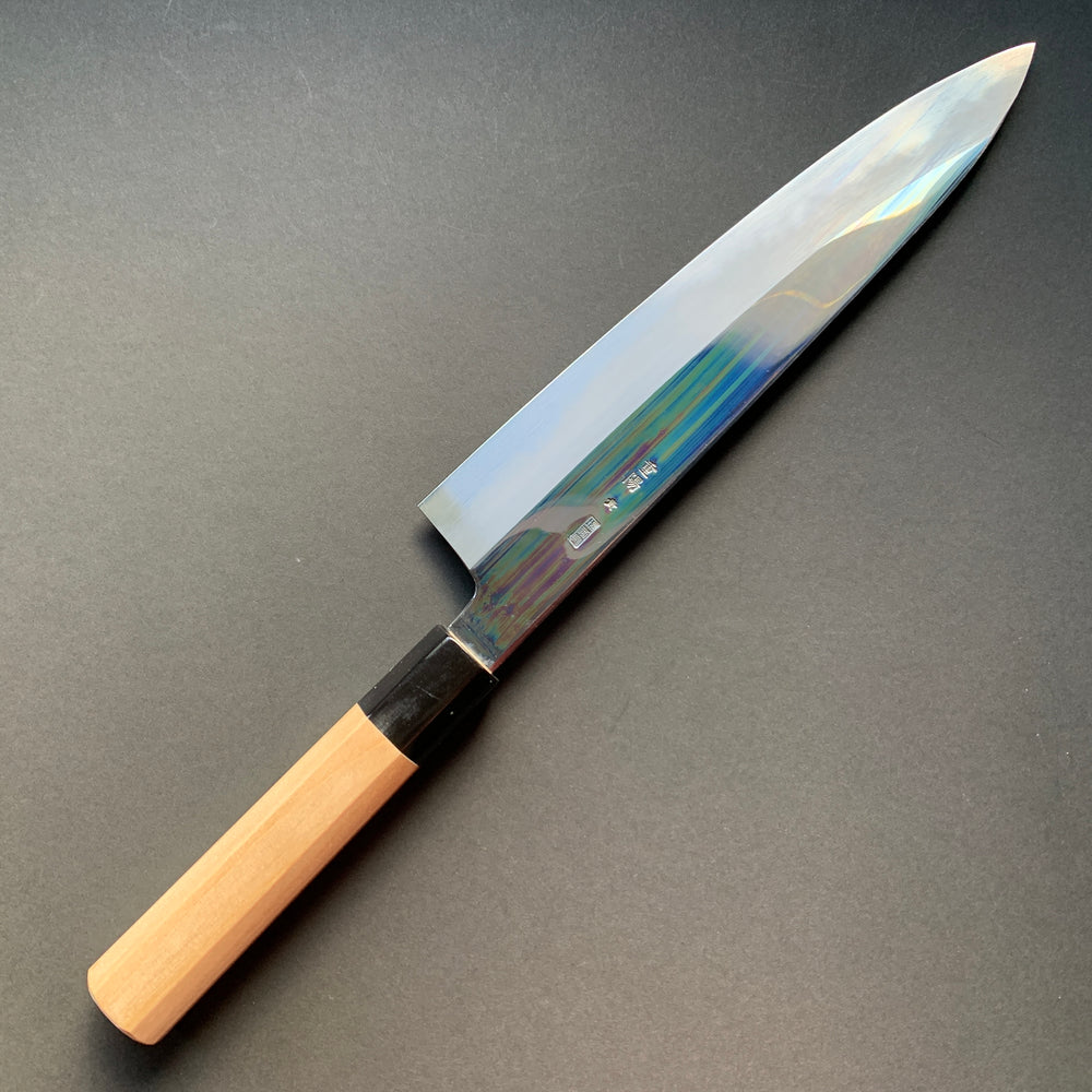 Gyuto Knife, Aogami 1 Carbon Steel with Soft Iron Cladding, mirror polished finish, Choyo range - Sakai Kikumori