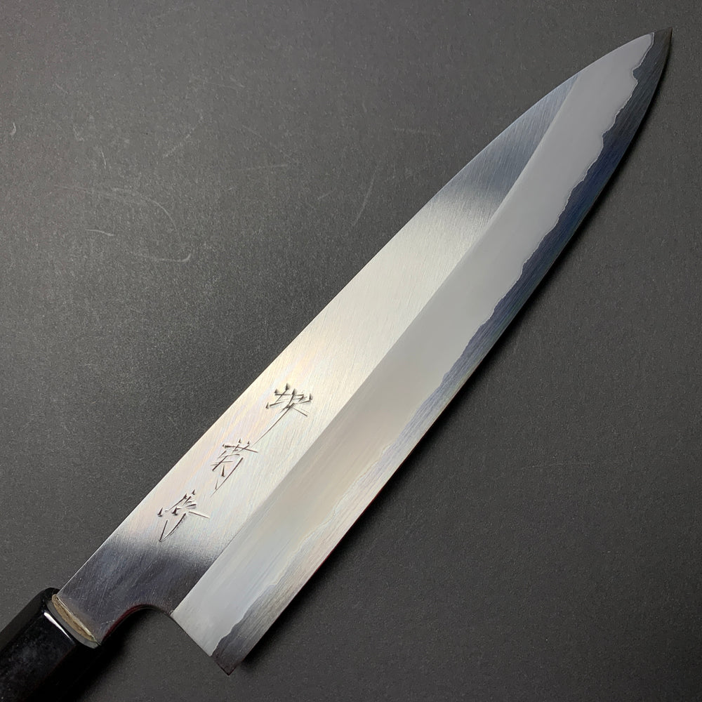 Gyuto knife, Shirogami 1 Carbon Steel with Stainless Steel cladding, Polished finish  - Togashi Kenji