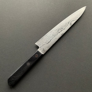 Petty knife, VG10, damascus finish, black handle - Shigeki Tanaka