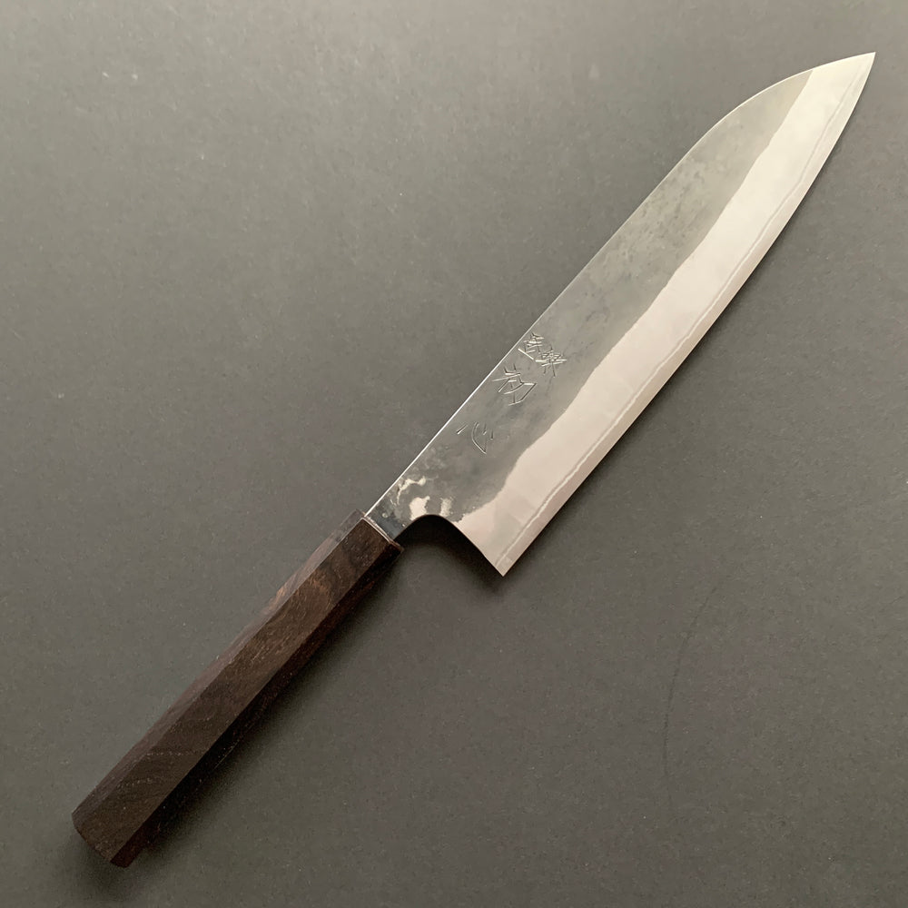 Gyuto knife, Shirogami 2 carbon steel with Stainless Steel cladding, Kurouchi finish, Kurokaze range - Hatsukokoro