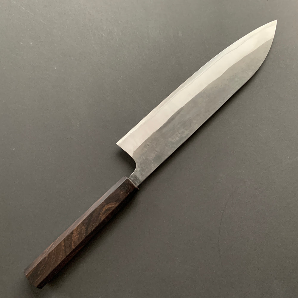 Gyuto knife, Shirogami 2 carbon steel with Stainless Steel cladding, Kurouchi finish, Kurokaze range - Hatsukokoro