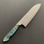 Santoku knife, SG2 powder steel, Damascus finish, Western style Abalone handle - Nigara