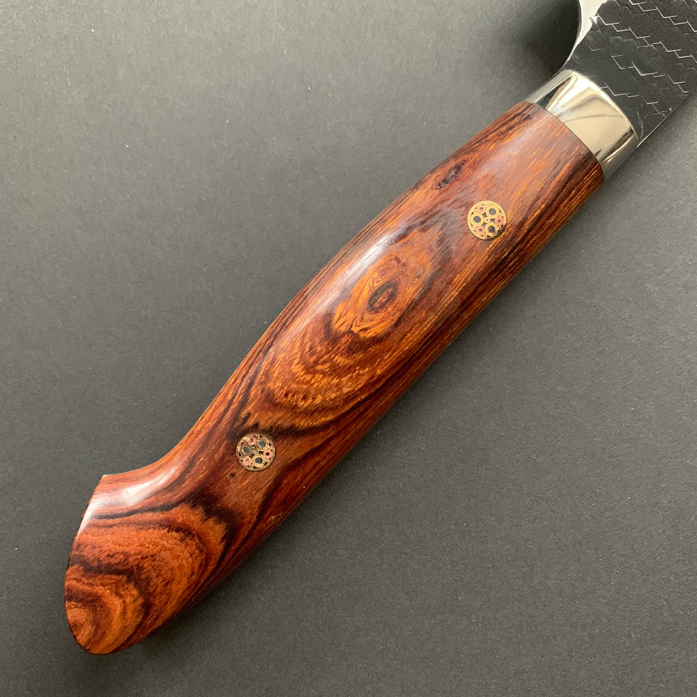 Kiritsuke Sujihiki knife, SG2 powder steel, Kurouchi and Tsuchime finish, Western style Ironwood handle - Nigara