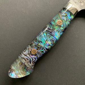 Gyuto knife, SG2 powder steel, Damascus finish, Western style Abalone handle - Nigara