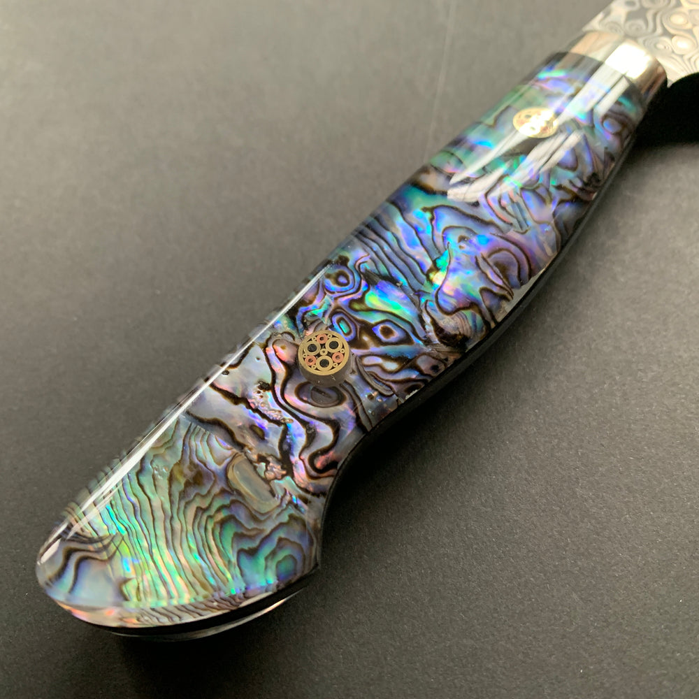 Gyuto knife, SG2 powder steel, Damascus finish, Western style Abalone handle - Nigara