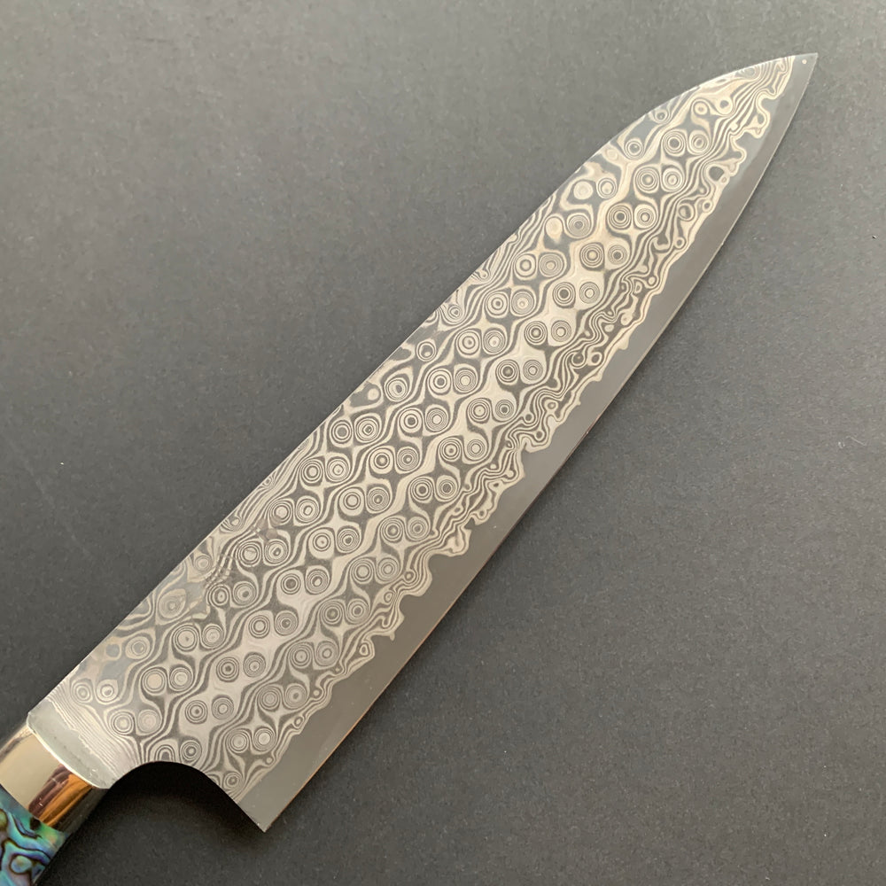 Gyuto knife, SG2 powder steel, Damascus finish, Western style Abalone handle - Nigara