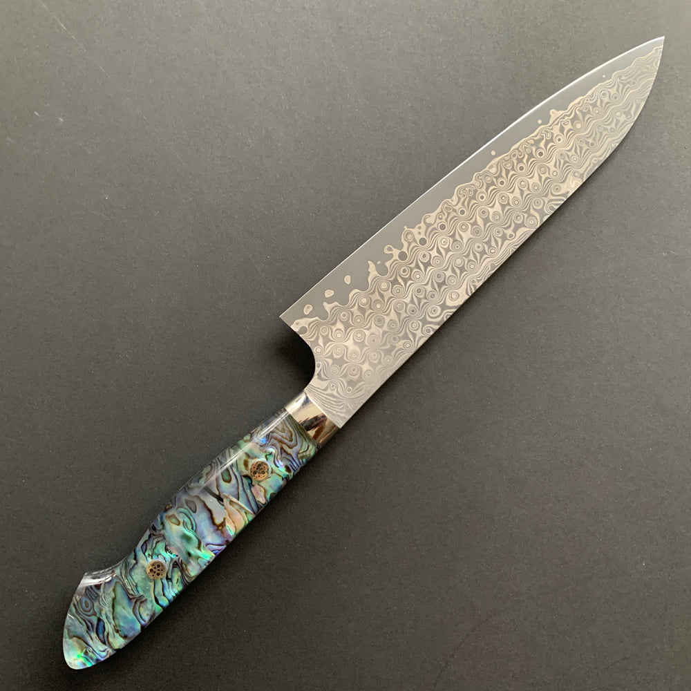 Gyuto knife, SG2 powder steel, Damascus finish, Western style Abalone handle - Nigara